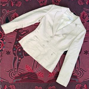 Tahari Light Cream Tailored Button-Front Blazer